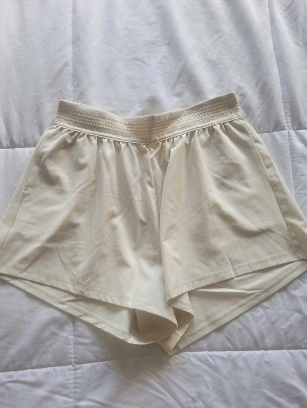 Beverly Polo Light Cream Women's Athletic Shorts - Comfortable High Waist